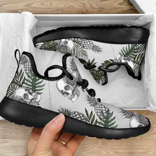 Tropical Pineapple Skull Pattern Print Mesh Knit Shoes GearFrost