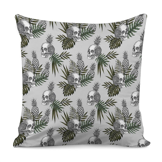 Tropical Pineapple Skull Pattern Print Pillow Cover