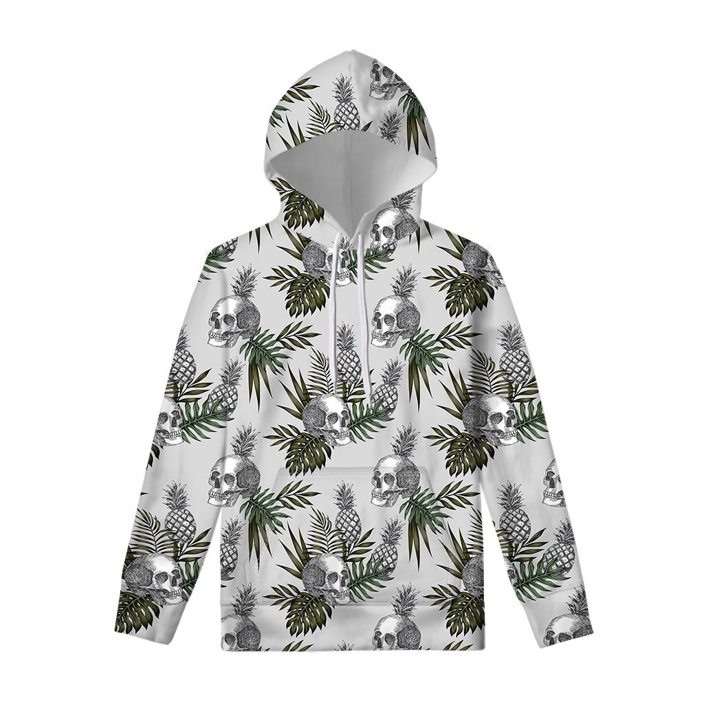 Tropical Pineapple Skull Pattern Print Pullover Hoodie