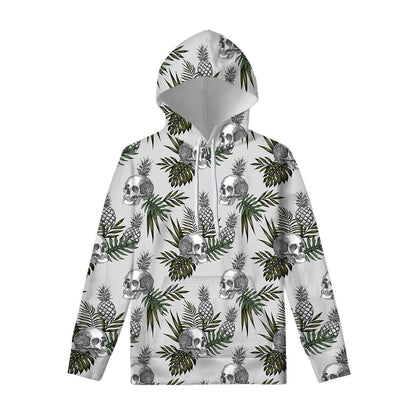 Tropical Pineapple Skull Pattern Print Pullover Hoodie