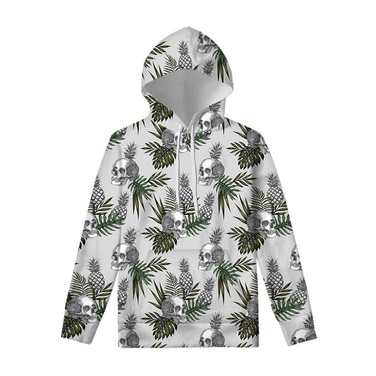 Tropical Pineapple Skull Pattern Print Pullover Hoodie