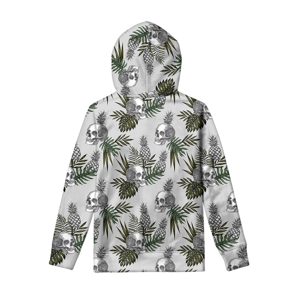 Tropical Pineapple Skull Pattern Print Pullover Hoodie