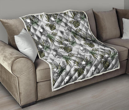Tropical Pineapple Skull Pattern Print Quilt