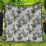 Tropical Pineapple Skull Pattern Print Quilt