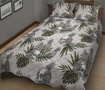 Tropical Pineapple Skull Pattern Print Quilt Bed Set