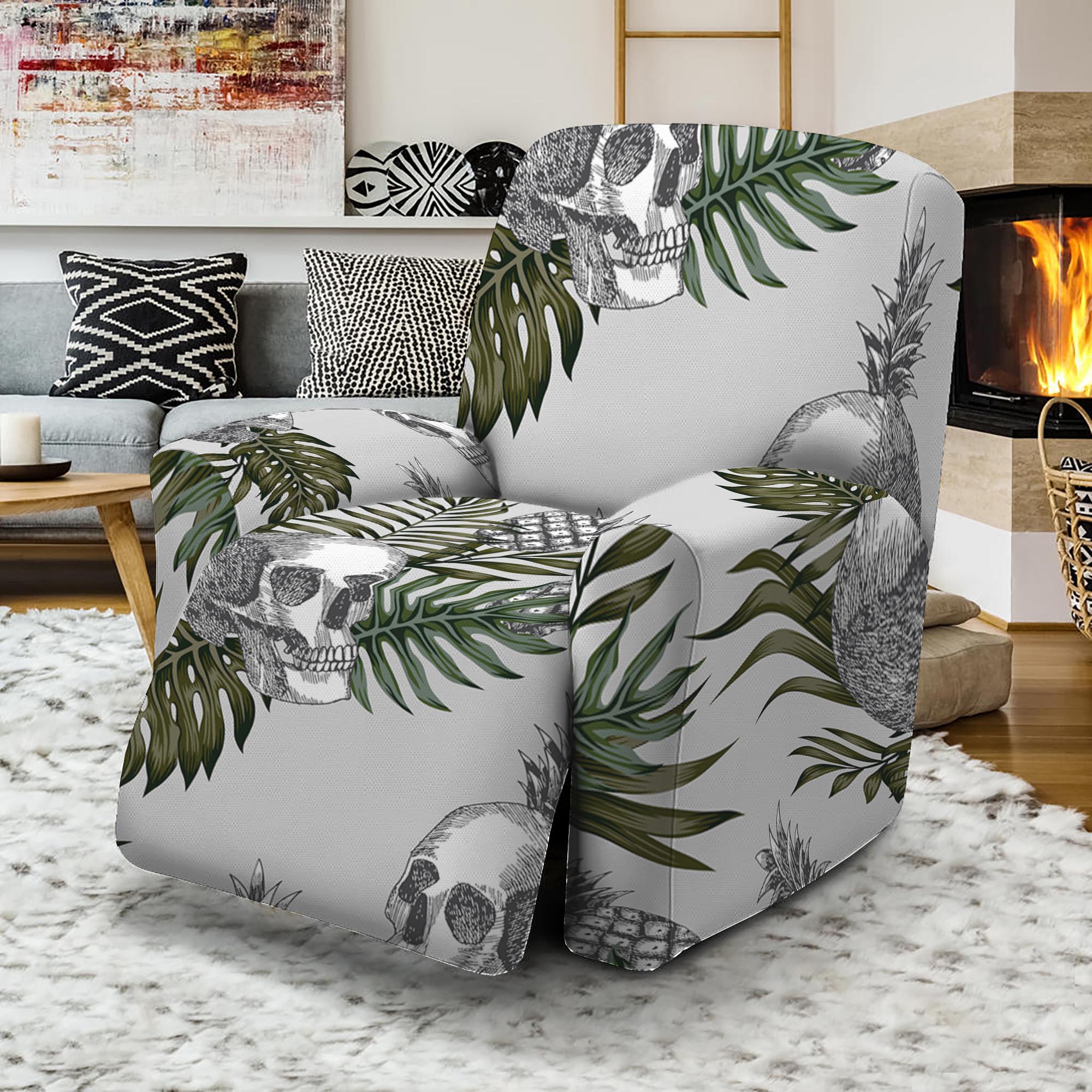 Tropical Pineapple Skull Pattern Print Recliner Slipcover