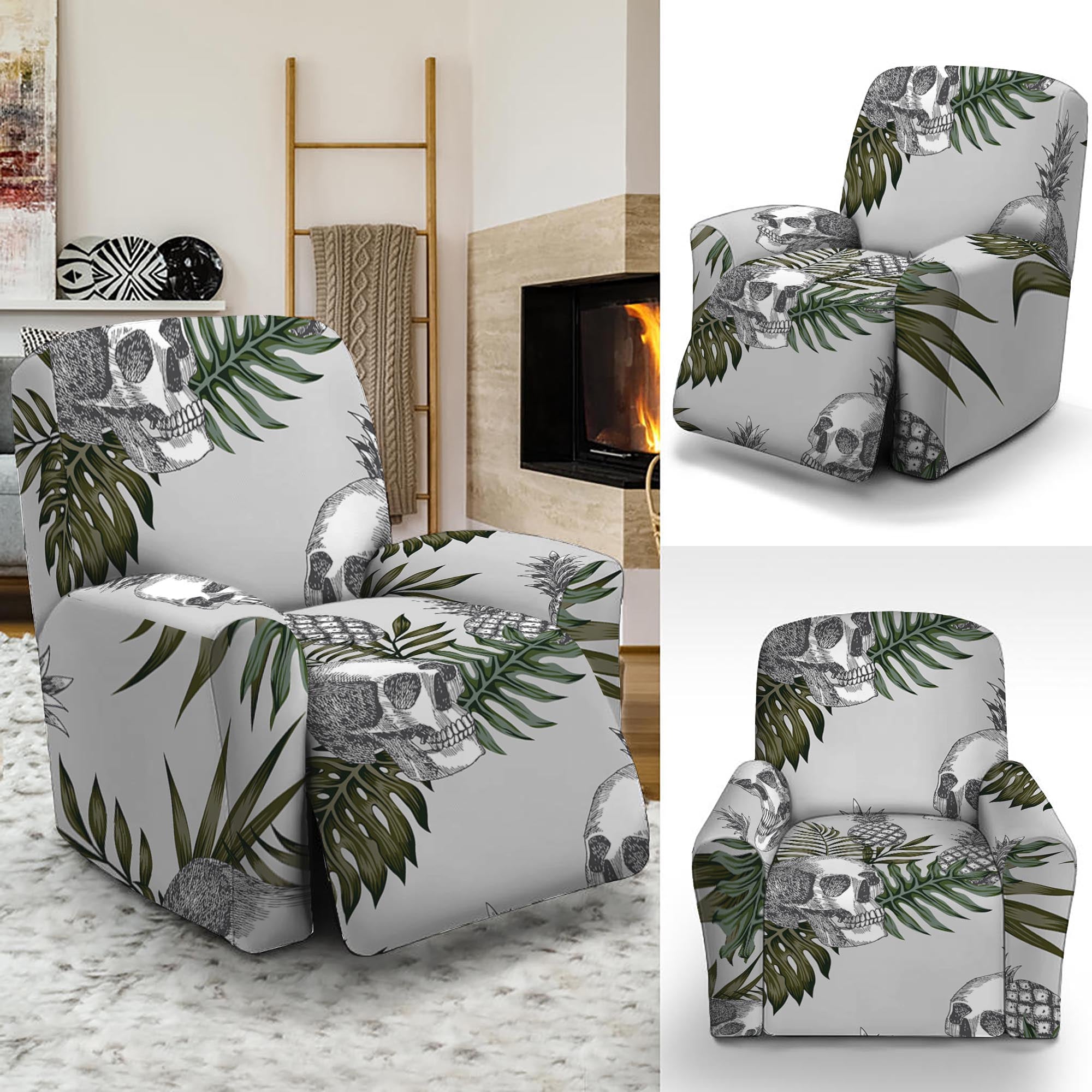 Tropical Pineapple Skull Pattern Print Recliner Slipcover