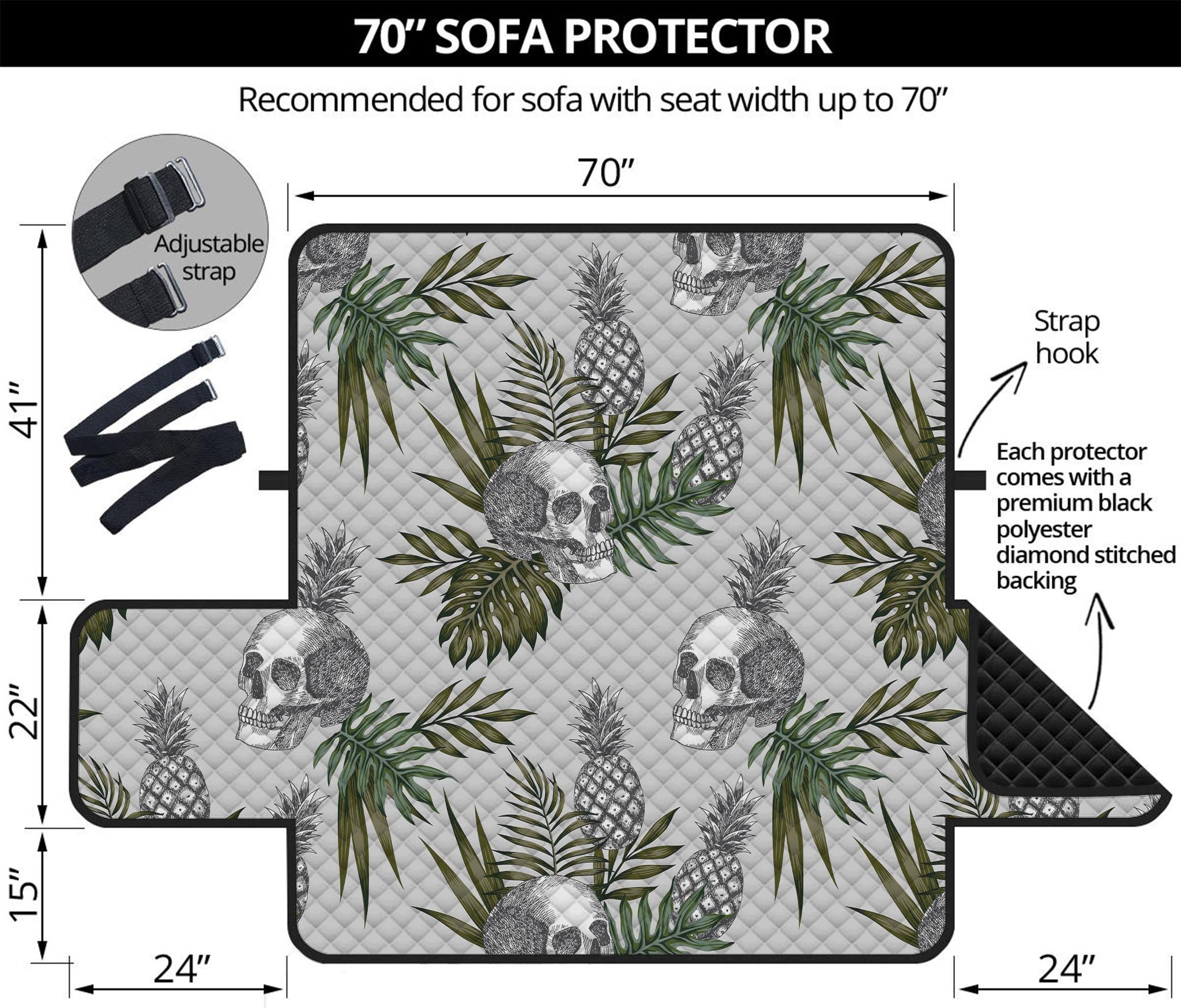 Tropical Pineapple Skull Pattern Print Sofa Protector