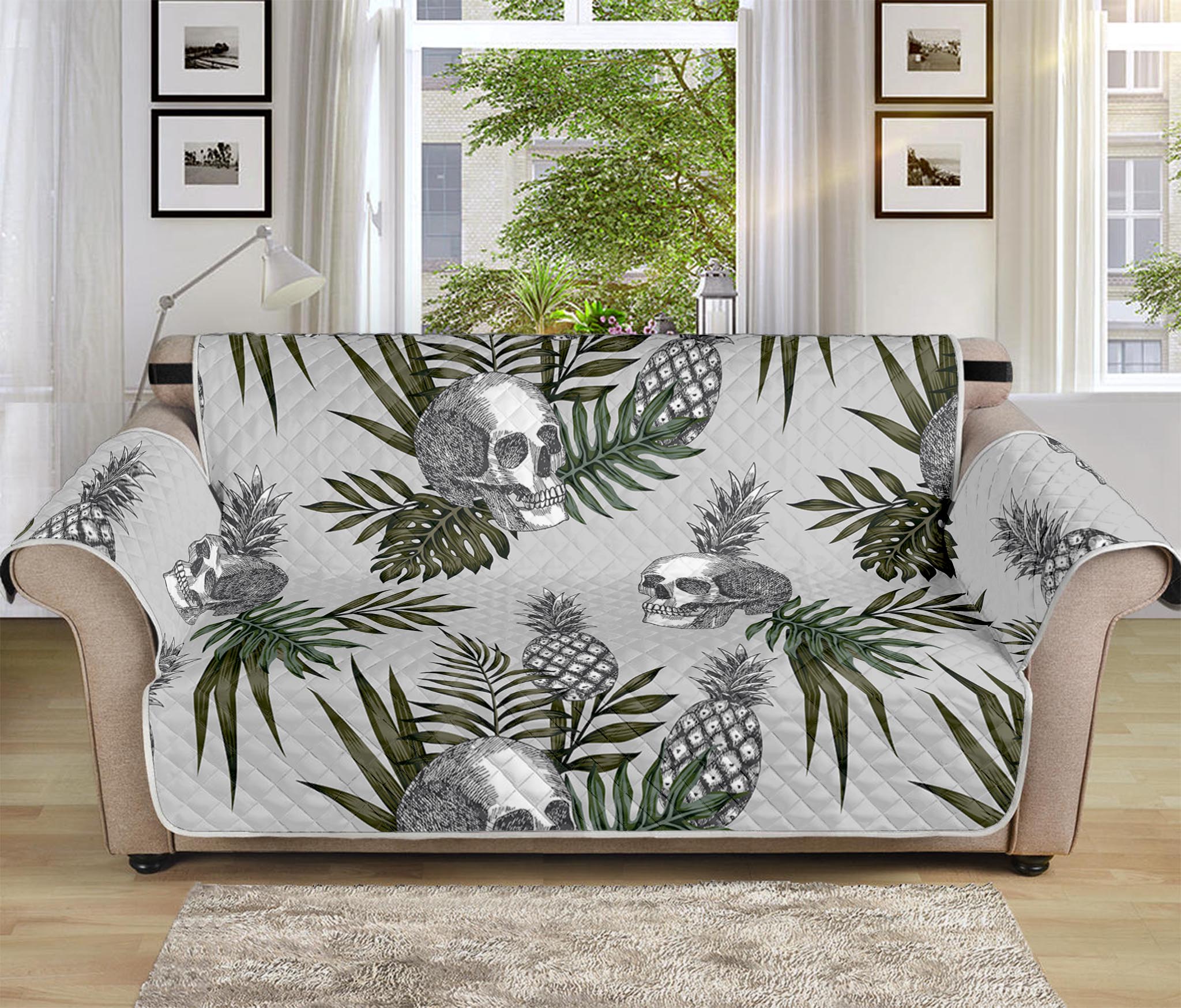 Tropical Pineapple Skull Pattern Print Sofa Protector