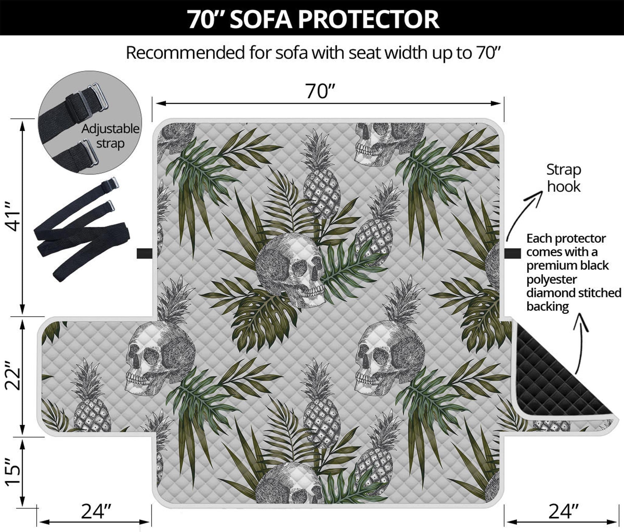 Tropical Pineapple Skull Pattern Print Sofa Protector