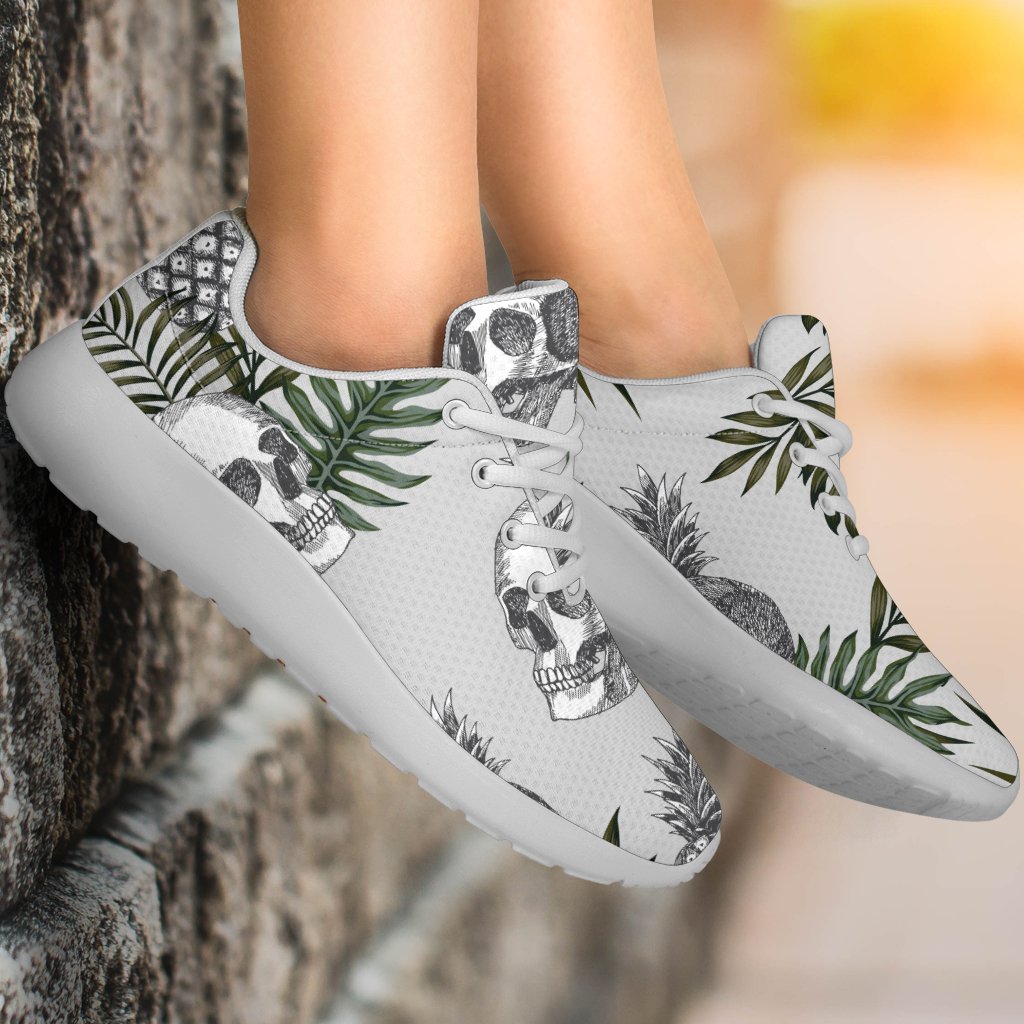 Tropical Pineapple Skull Pattern Print Sport Shoes GearFrost