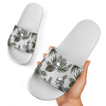Tropical Pineapple Skull Pattern Print White Slide Sandals