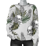 Tropical Pineapple Skull Pattern Print Women's Crewneck Sweatshirt GearFrost