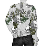 Tropical Pineapple Skull Pattern Print Women's Crewneck Sweatshirt GearFrost