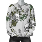 Tropical Pineapple Skull Pattern Print Women's Crewneck Sweatshirt GearFrost
