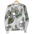 Tropical Pineapple Skull Pattern Print Women's Crewneck Sweatshirt
