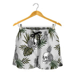 Tropical Pineapple Skull Pattern Print Women's Shorts