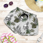 Tropical Pineapple Skull Pattern Print Women's Shorts