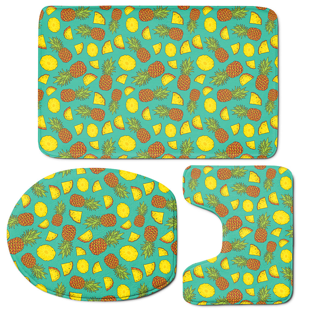 Tropical Pineapples Pattern Print 3 Piece Bath Mat Set