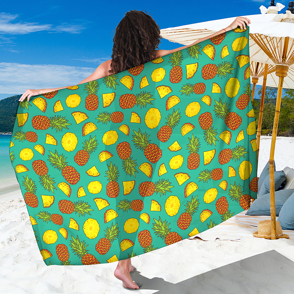 Tropical Pineapples Pattern Print Beach Sarong Wrap