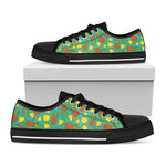 Tropical Pineapples Pattern Print Black Low Top Shoes
