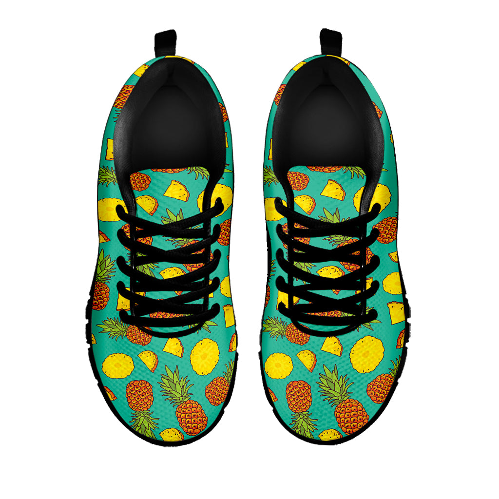 Tropical Pineapples Pattern Print Black Sneakers