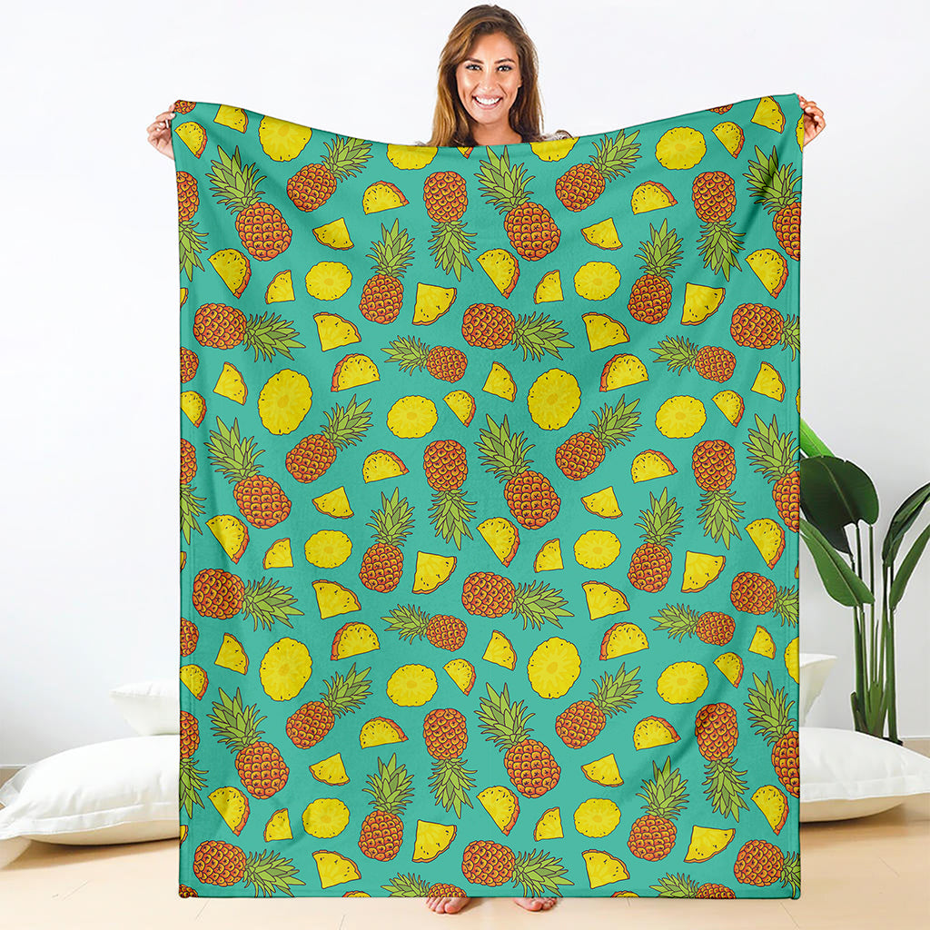 Tropical Pineapples Pattern Print Blanket