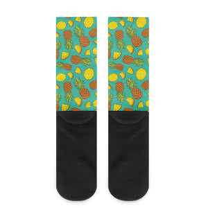 Tropical Pineapples Pattern Print Crew Socks