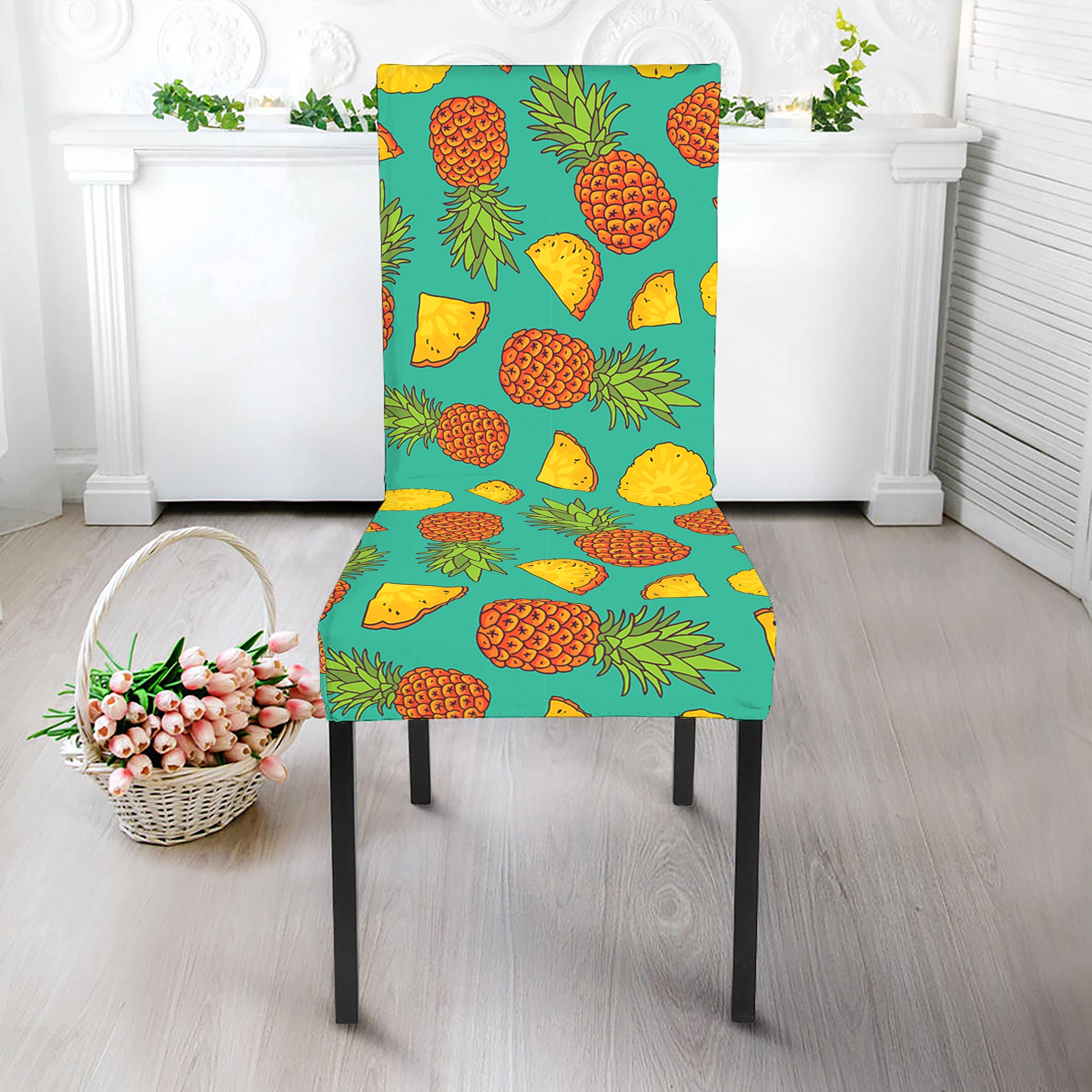 Tropical Pineapples Pattern Print Dining Chair Slipcover