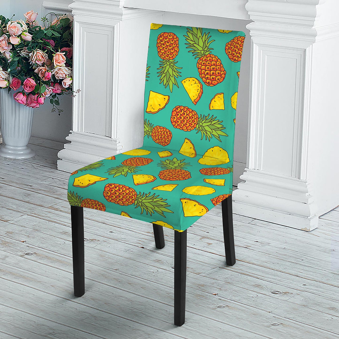 Tropical Pineapples Pattern Print Dining Chair Slipcover