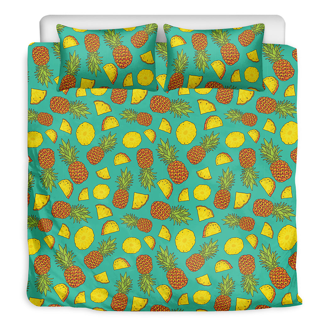 Tropical Pineapples Pattern Print Duvet Cover Bedding Set