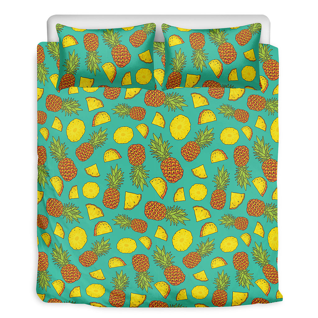 Tropical Pineapples Pattern Print Duvet Cover Bedding Set