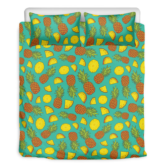 Tropical Pineapples Pattern Print Duvet Cover Bedding Set