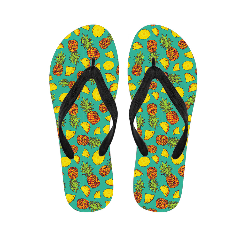 Tropical Pineapples Pattern Print Flip Flops