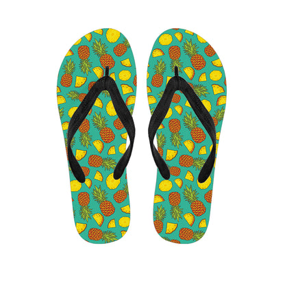 Tropical Pineapples Pattern Print Flip Flops