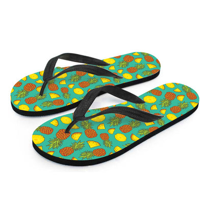 Tropical Pineapples Pattern Print Flip Flops