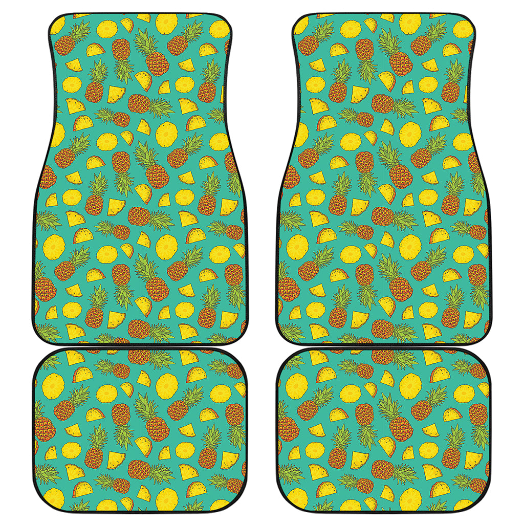 Tropical Pineapples Pattern Print Front and Back Car Floor Mats