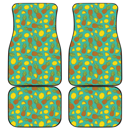 Tropical Pineapples Pattern Print Front and Back Car Floor Mats