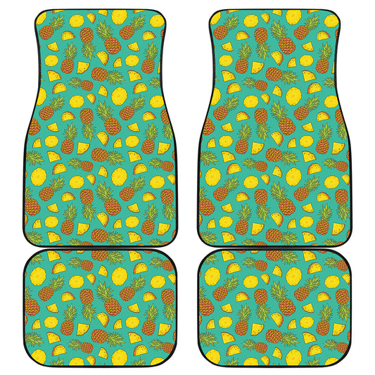 Tropical Pineapples Pattern Print Front and Back Car Floor Mats