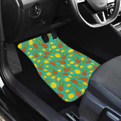 Tropical Pineapples Pattern Print Front and Back Car Floor Mats