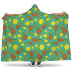 Tropical Pineapples Pattern Print Hooded Blanket
