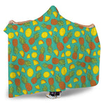 Tropical Pineapples Pattern Print Hooded Blanket