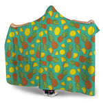 Tropical Pineapples Pattern Print Hooded Blanket