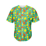 Tropical Pineapples Pattern Print Men's Baseball Jersey