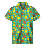 Tropical Pineapples Pattern Print Men's Short Sleeve Shirt
