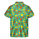 Tropical Pineapples Pattern Print Men's Short Sleeve Shirt