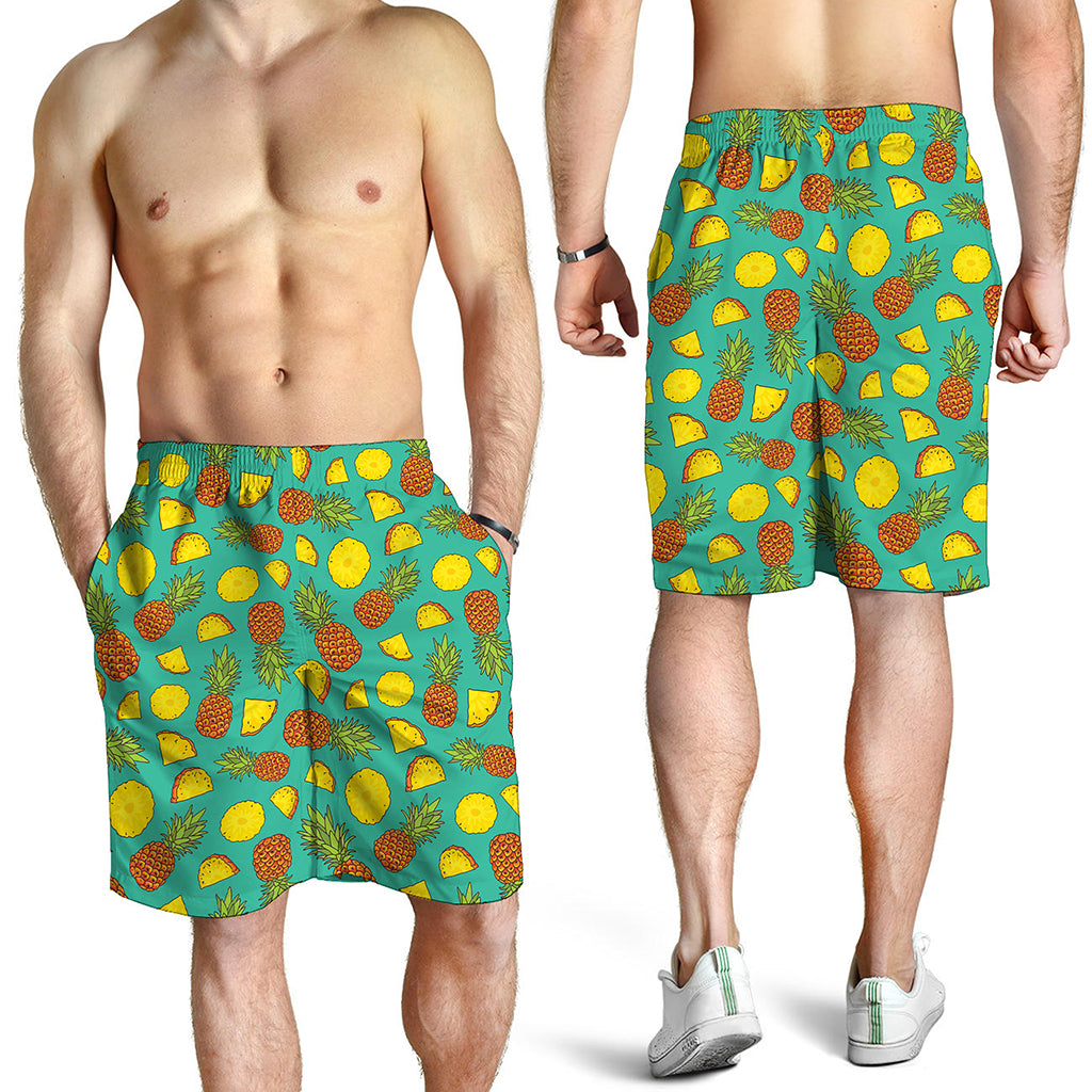 Tropical Pineapples Pattern Print Men's Shorts