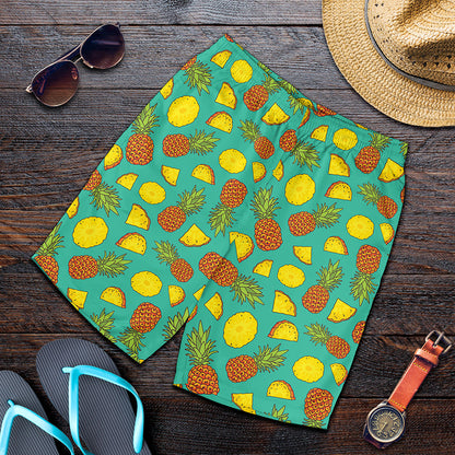 Tropical Pineapples Pattern Print Men's Shorts