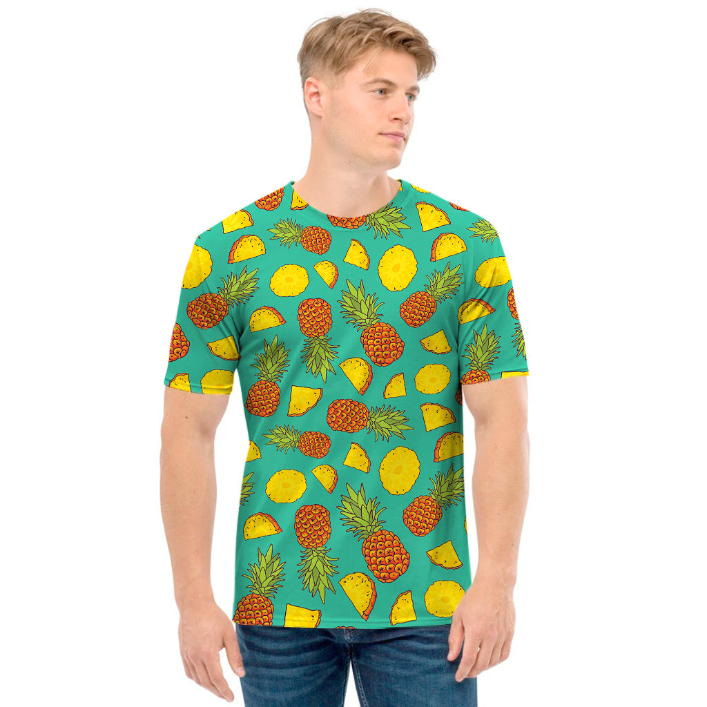 Tropical Pineapples Pattern Print Men's T-Shirt