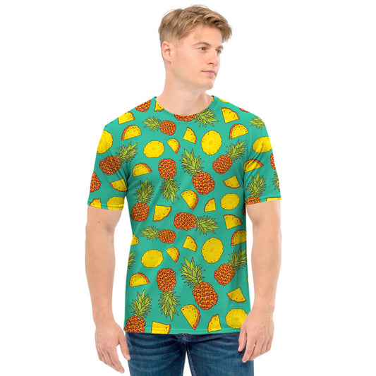 Tropical Pineapples Pattern Print Men's T-Shirt